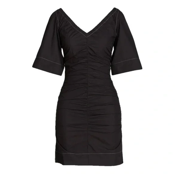 Ganni | Dresses | Ganni Black Organic Cotton Mini Dress | Poshmark